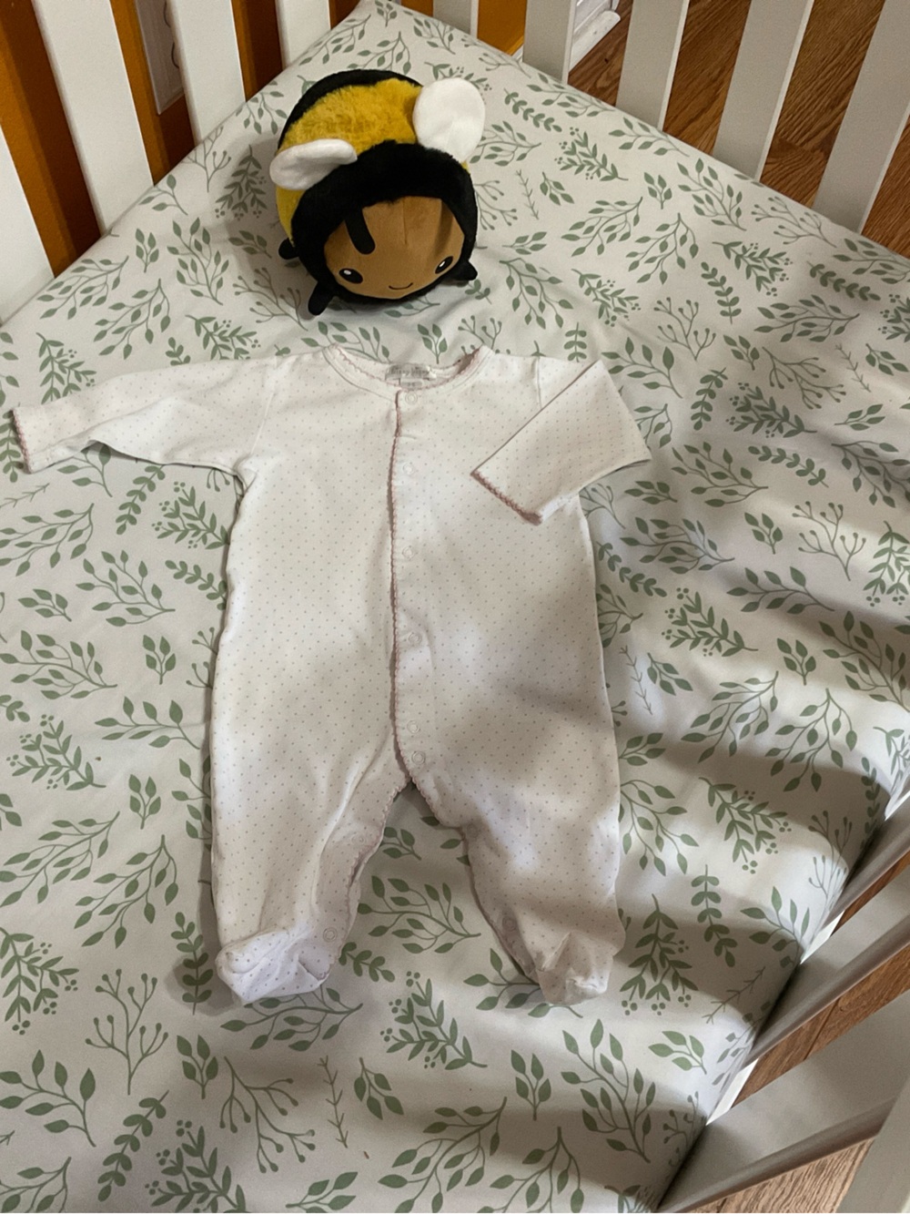 Kissy Kissy White Baby One-Piece with Tiny Pink Dots